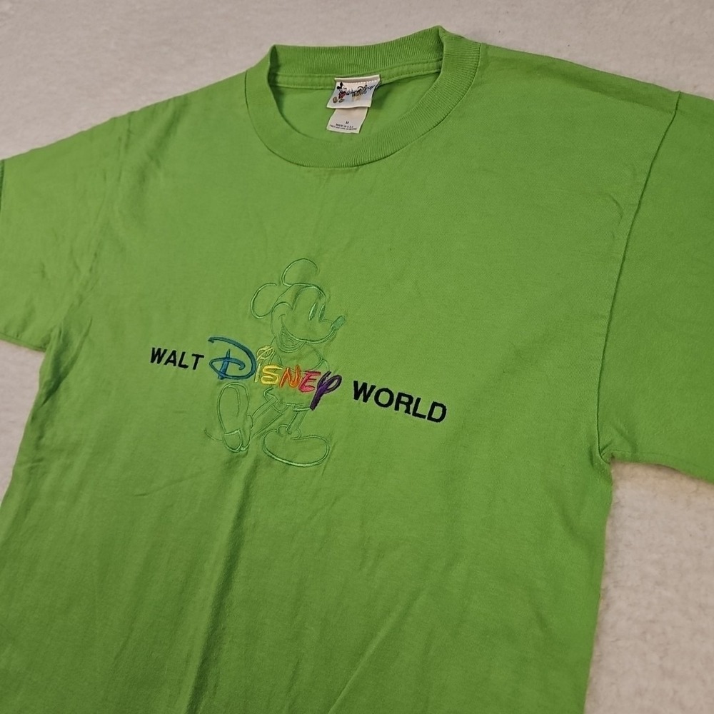 Vintage 90s Walt Disney World Mickey Mouse Green T-Shirt M Vacation